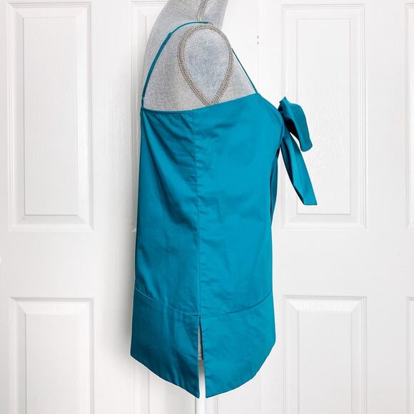 LEWIT Teal Bow Front Camisole Top Asymmetrical - Picture 7 of 12